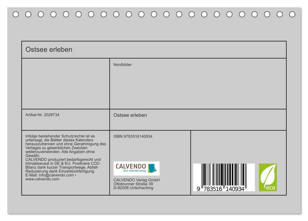 Weitere Ansicht: Ostsee erleben (Tischkalender 2026 DIN A5 quer), CALVENDO Monatskalender | Nordbilder Nordbilder, Calvendo, Nordbilder