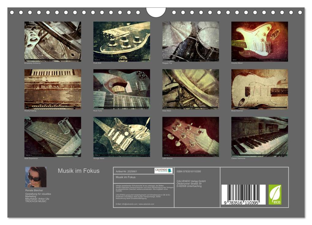 Weitere Ansicht: Musik im Fokus (Wandkalender 2026 DIN A4 quer), CALVENDO Monatskalender | Renate Bleicher, Calvendo