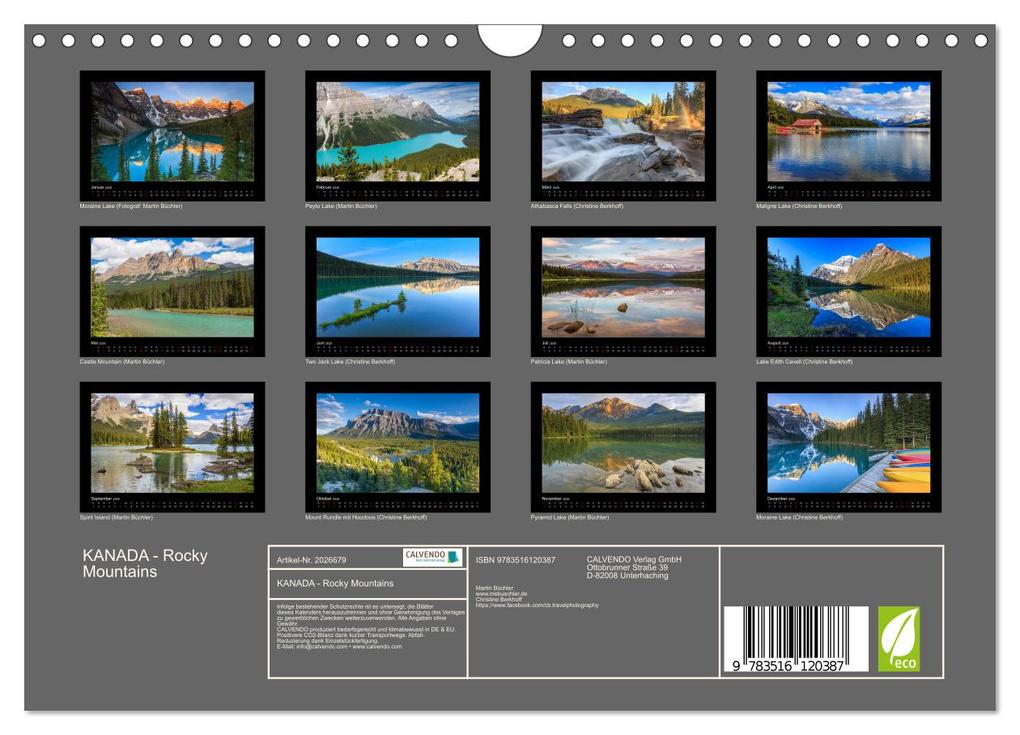 Weitere Ansicht: KANADA - Rocky Mountains (Wandkalender 2026 DIN A4 quer), CALVENDO Monatskalender | Martin Büchler und Christine Berkhoff, Calvendo