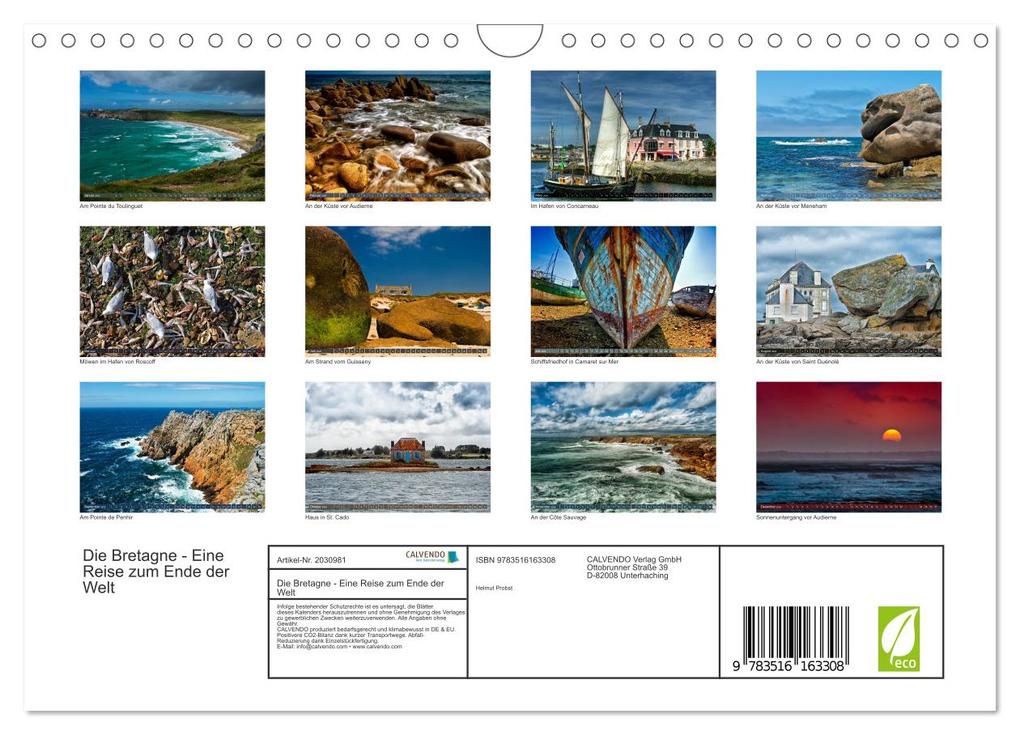 Weitere Ansicht: Die Bretagne - Eine Reise zum Ende der Welt (Wandkalender 2026 DIN A4 quer), CALVENDO Monatskalender | Helmut Probst, Calvendo