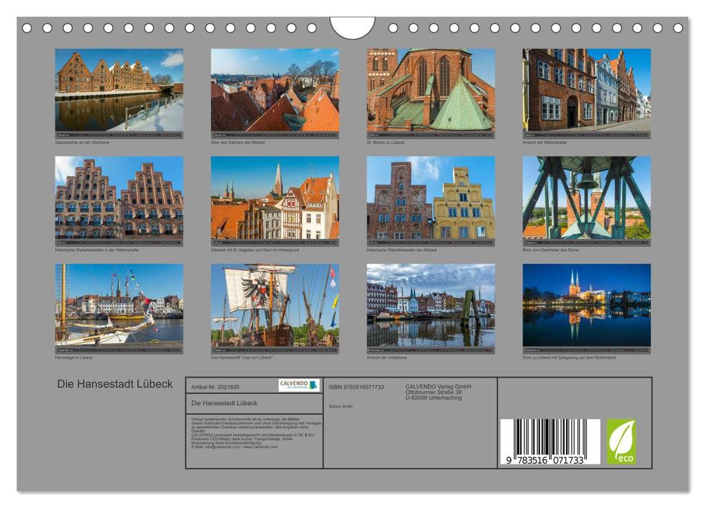 Weitere Ansicht: Die Hansestadt Lübeck (Wandkalender 2026 DIN A4 quer), CALVENDO Monatskalender | Sidney Smith, Calvendo