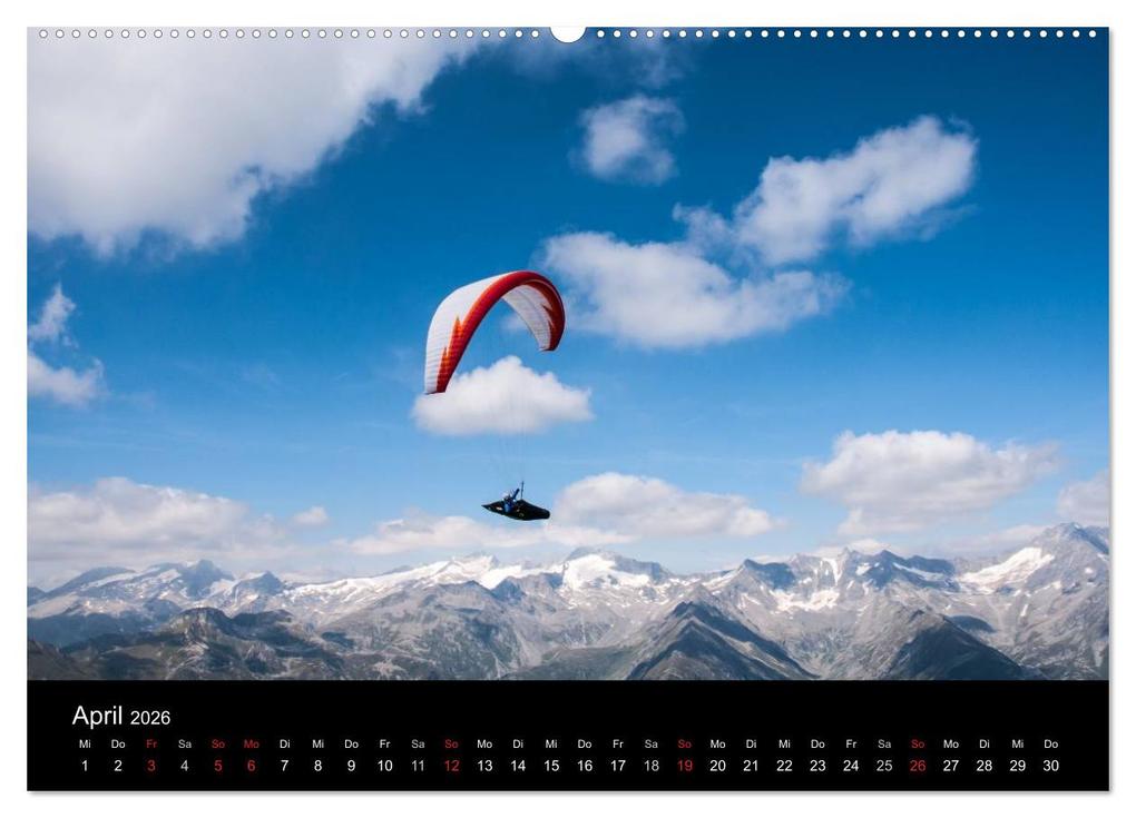 Weitere Ansicht: Paragliding - zwischen Himmel und Erde (hochwertiger Premium Wandkalender 2026 DIN A2 quer), Kunstdruck in Hochglanz | Andy Frötscher - moments in air, Calvendo