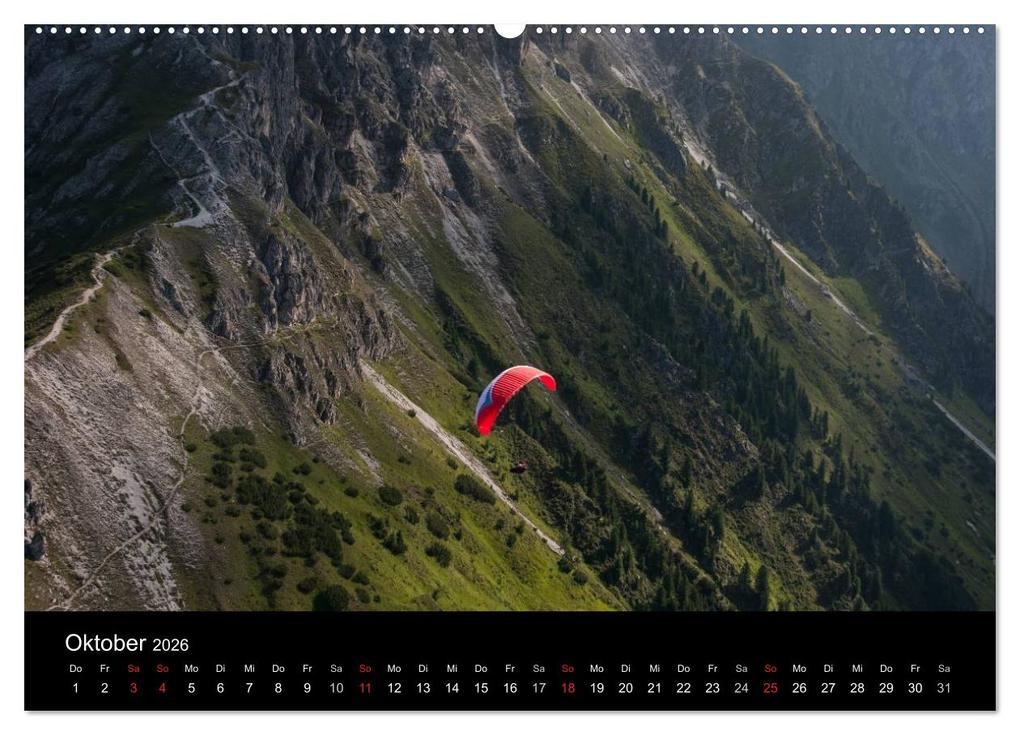 Weitere Ansicht: Paragliding - zwischen Himmel und Erde (hochwertiger Premium Wandkalender 2026 DIN A2 quer), Kunstdruck in Hochglanz | Andy Frötscher - moments in air, Calvendo