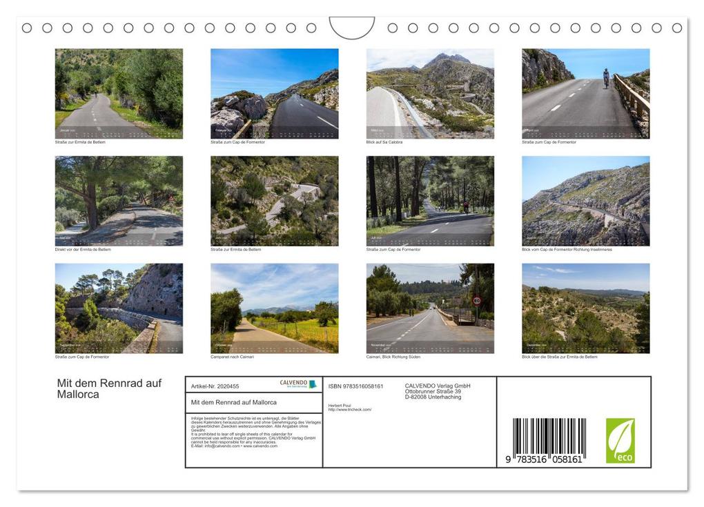 Weitere Ansicht: Mit dem Rennrad auf Mallorca (Wandkalender 2026 DIN A4 quer), CALVENDO Monatskalender | Herbert Poul, Calvendo