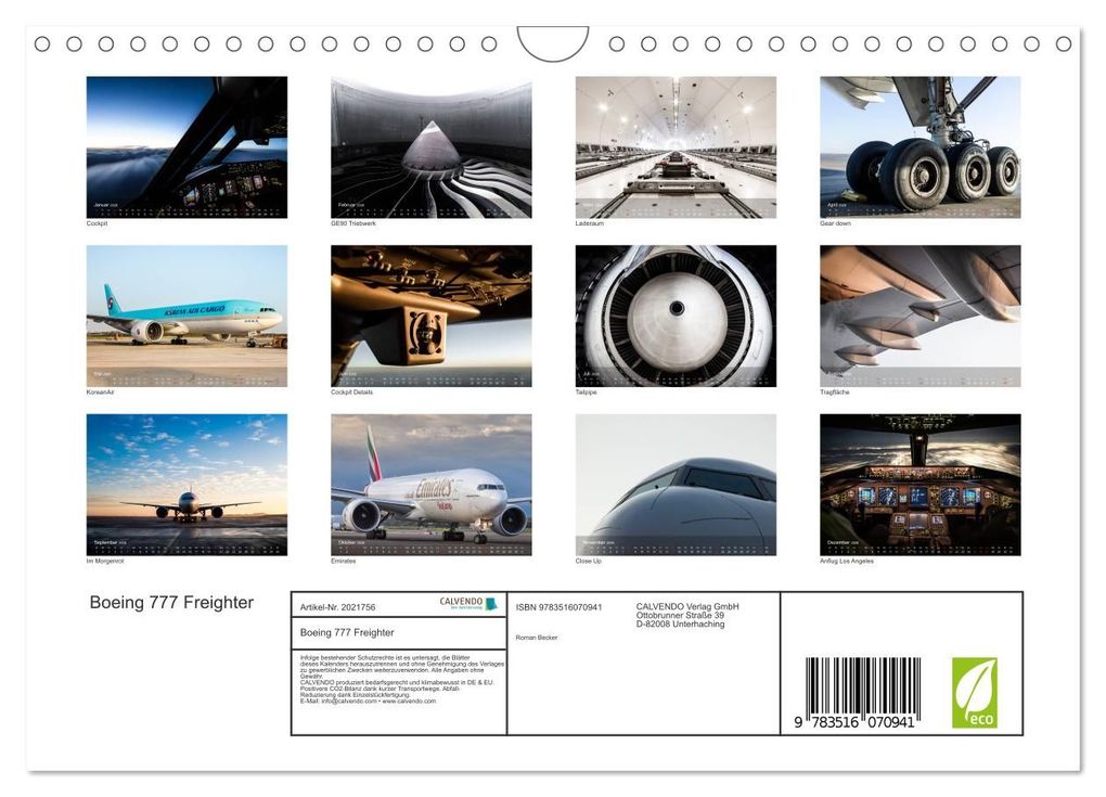 Weitere Ansicht: Boeing 777 Freighter (Wandkalender 2026 DIN A4 quer), CALVENDO Monatskalender | Roman Becker, Calvendo