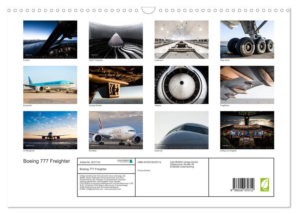 Weitere Ansicht: Boeing 777 Freighter (Wandkalender 2026 DIN A3 quer), CALVENDO Monatskalender | Roman Becker, Calvendo