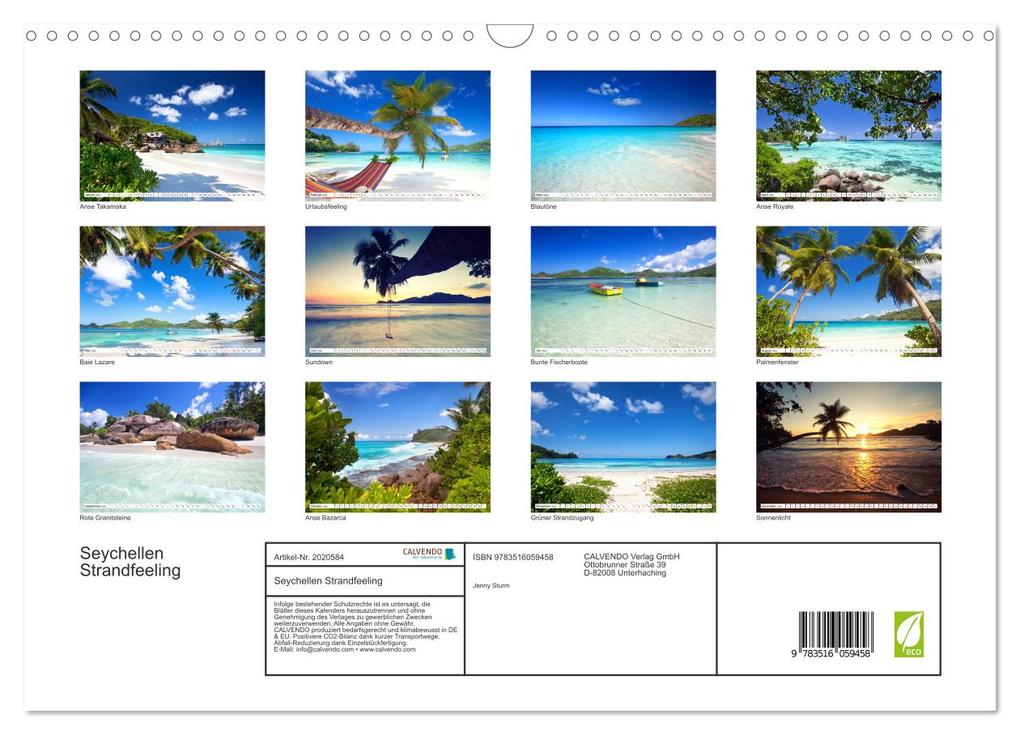 Weitere Ansicht: Seychellen Strandfeeling (Wandkalender 2026 DIN A3 quer), CALVENDO Monatskalender | Jenny Sturm, Calvendo