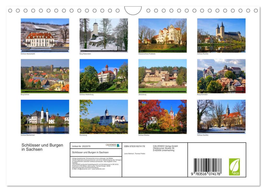 Weitere Ansicht: Schlösser und Burgen in Sachsen (Wandkalender 2026 DIN A4 quer), CALVENDO Monatskalender | LianeM LianeM, Calvendo, LianeM