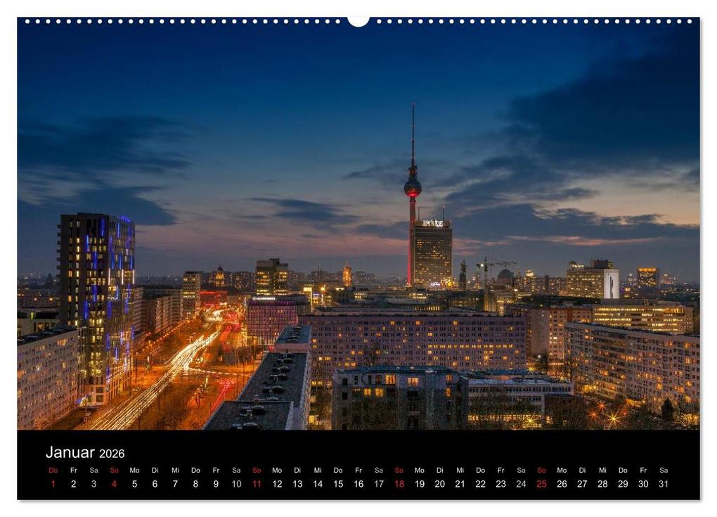 Weitere Ansicht: Die Blaue Stunde in Berlin (hochwertiger Premium Wandkalender 2026 DIN A2 quer), Kunstdruck in Hochglanz | Fotoatelier Berlin, Calvendo