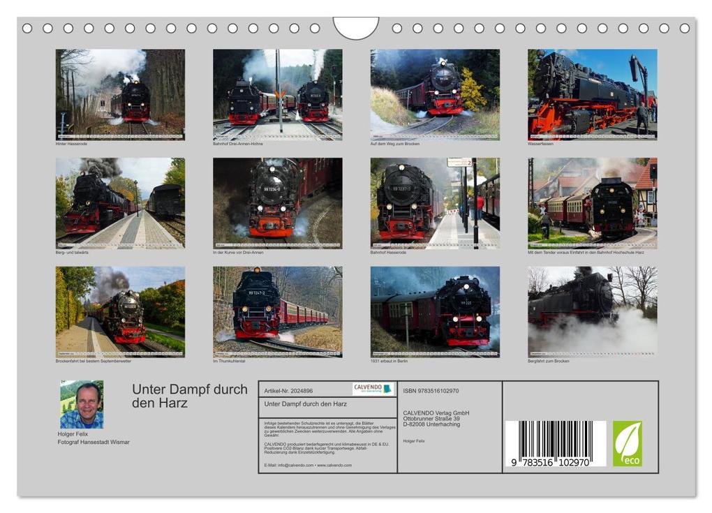 Weitere Ansicht: Unter Dampf durch den Harz (Wandkalender 2026 DIN A4 quer), CALVENDO Monatskalender | Holger Felix, Calvendo