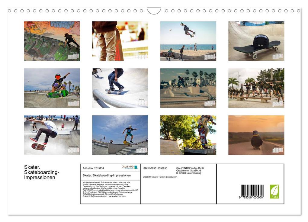 Weitere Ansicht: Skater. Skateboarding-Impressionen (Wandkalender 2026 DIN A3 quer), CALVENDO Monatskalender | Elisabeth Stanzer, Calvendo