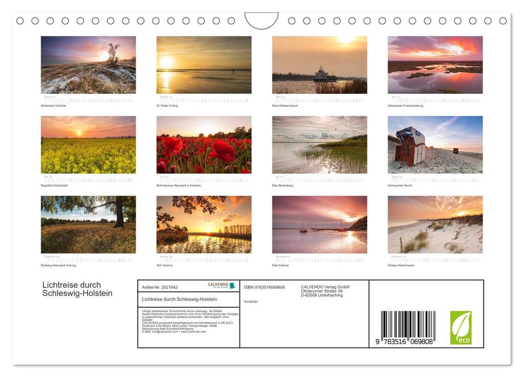 Weitere Ansicht: Lichtreise durch Schleswig-Holstein (Wandkalender 2026 DIN A4 quer), CALVENDO Monatskalender | Nordbilder Nordbilder, Calvendo, Nordbilder