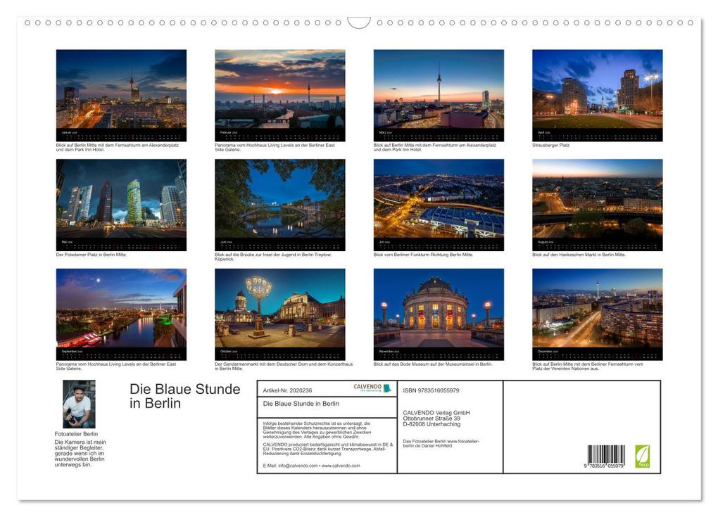 Weitere Ansicht: Die Blaue Stunde in Berlin (Wandkalender 2026 DIN A2 quer), CALVENDO Monatskalender | Fotoatelier Berlin, Calvendo