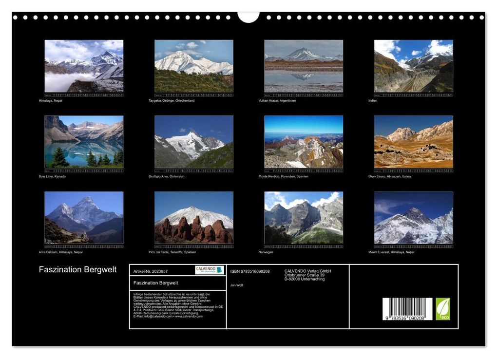 Weitere Ansicht: Faszination Bergwelt (Wandkalender 2026 DIN A3 quer), CALVENDO Monatskalender | Jan Wolf, Calvendo