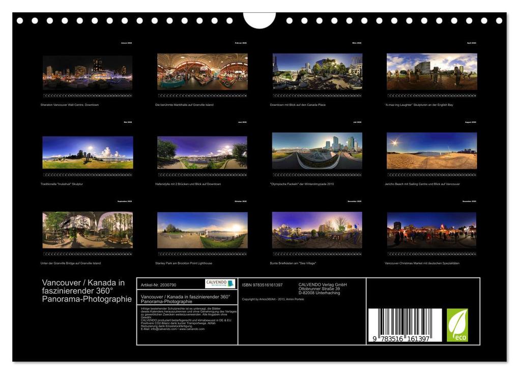 Weitere Ansicht: Vancouver / Kanada in faszinierender 360° Panorama-Photographie (Wandkalender 2026 DIN A4 quer), CALVENDO Monatskalender | Copyright by AmosArtwork, Armin Portele, Calvendo