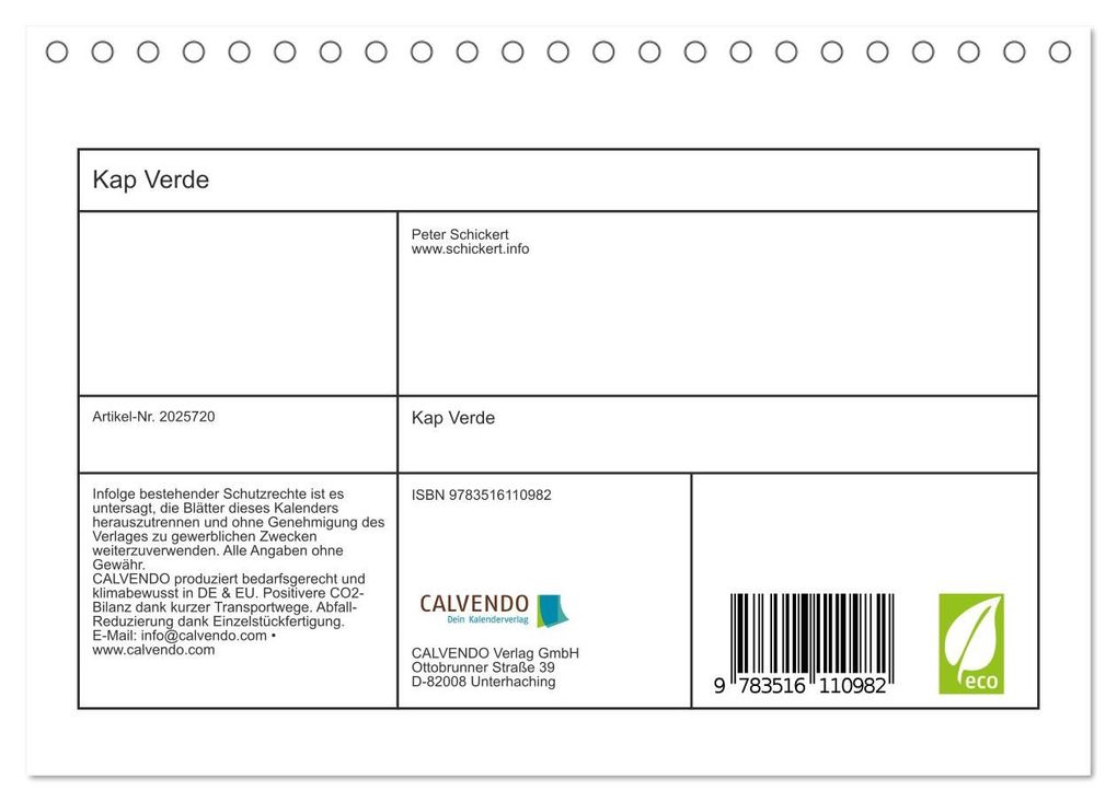 Weitere Ansicht: Kap Verde (Tischkalender 2026 DIN A5 quer), CALVENDO Monatskalender | Peter Schickert, Calvendo