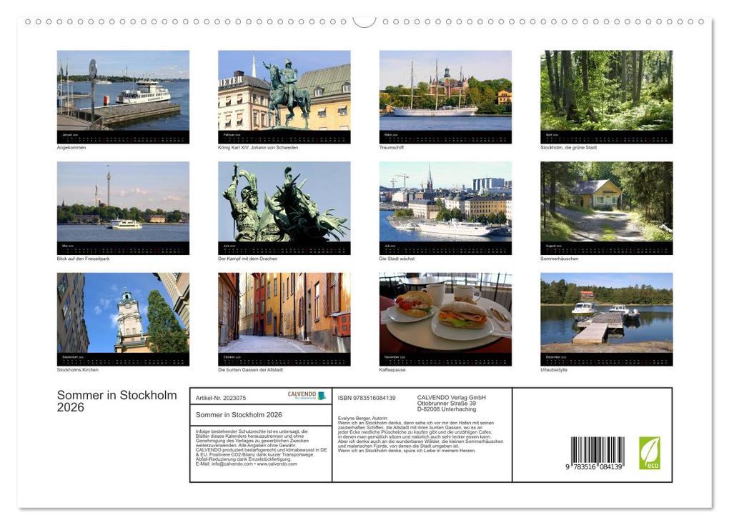 Weitere Ansicht: Sommer in Stockholm 2026 (hochwertiger Premium Wandkalender 2026 DIN A2 quer), Kunstdruck in Hochglanz | Evelyne Berger, Calvendo