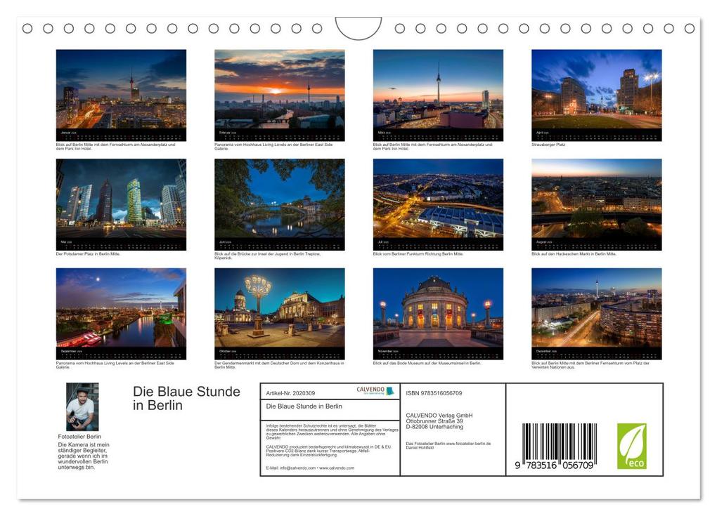 Weitere Ansicht: Die Blaue Stunde in Berlin (Wandkalender 2026 DIN A4 quer), CALVENDO Monatskalender | Fotoatelier Berlin, Calvendo