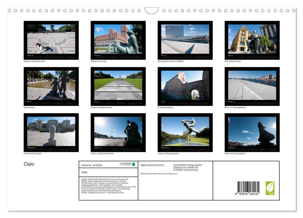 Weitere Ansicht: Oslo (Wandkalender 2026 DIN A3 quer), CALVENDO Monatskalender | Calvendo, Michaela Schneider www.ich-schreibe.com