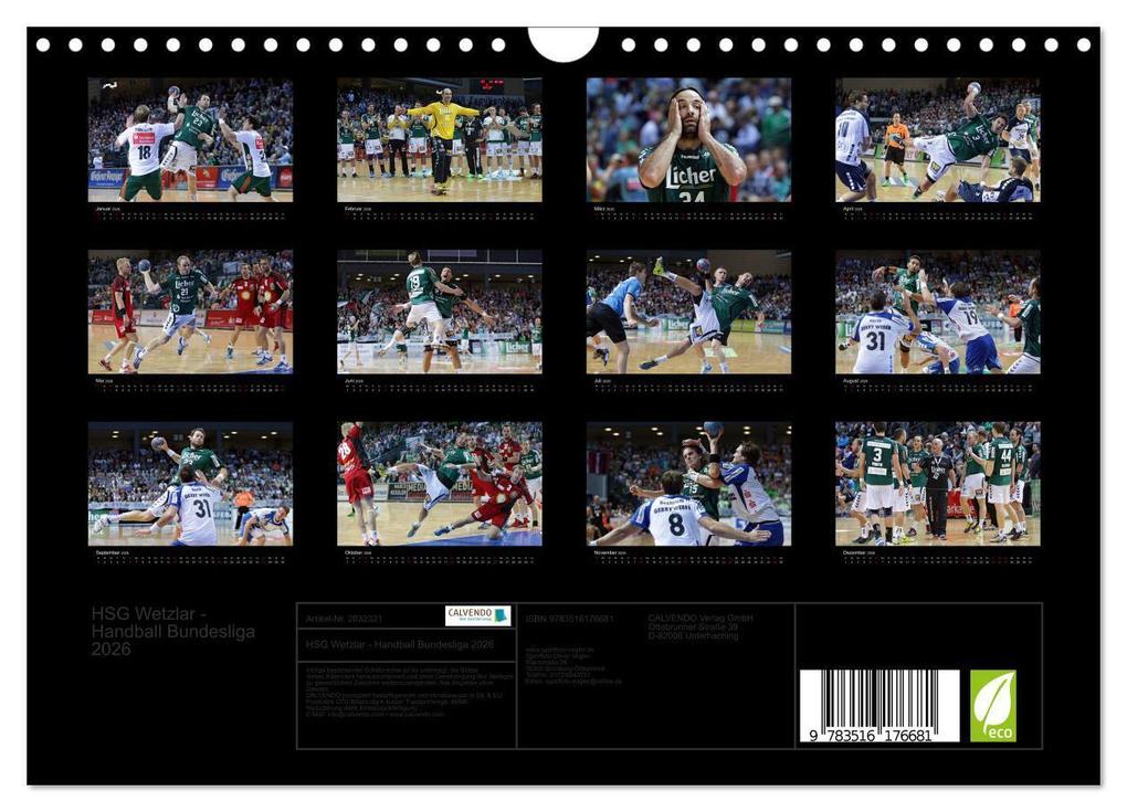 Weitere Ansicht: HSG Wetzlar - Handball Bundesliga 2026 (Wandkalender 2026 DIN A4 quer), CALVENDO Monatskalender | Calvendo, Sportfoto Oliver Vogler