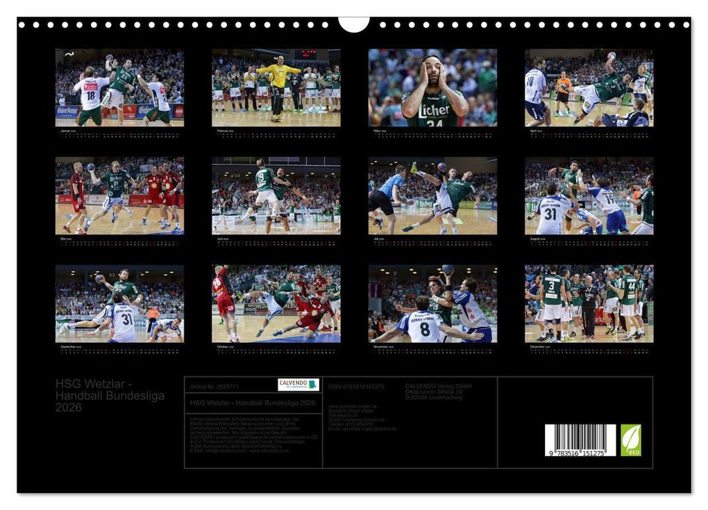 Weitere Ansicht: HSG Wetzlar - Handball Bundesliga 2026 (Wandkalender 2026 DIN A3 quer), CALVENDO Monatskalender | Calvendo, Sportfoto Oliver Vogler