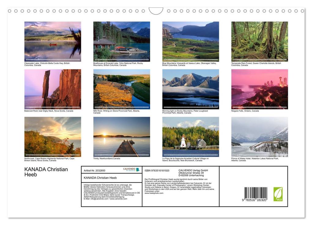 Weitere Ansicht: KANADA Christian Heeb (Wandkalender 2026 DIN A3 quer), CALVENDO Monatskalender | Calvendo, Christian Heeb