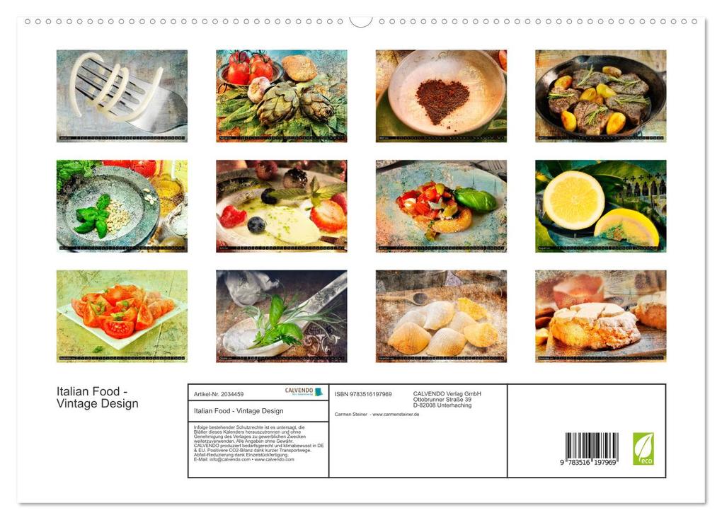 Weitere Ansicht: Italian Food - Vintage Design (hochwertiger Premium Wandkalender 2026 DIN A2 quer), Kunstdruck in Hochglanz | Carmen Steiner, Calvendo
