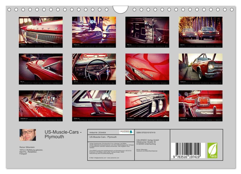 Weitere Ansicht: US-Muscle-Cars - Plymouth (Wandkalender 2026 DIN A4 quer), CALVENDO Monatskalender | Reiner Silberstein, Calvendo