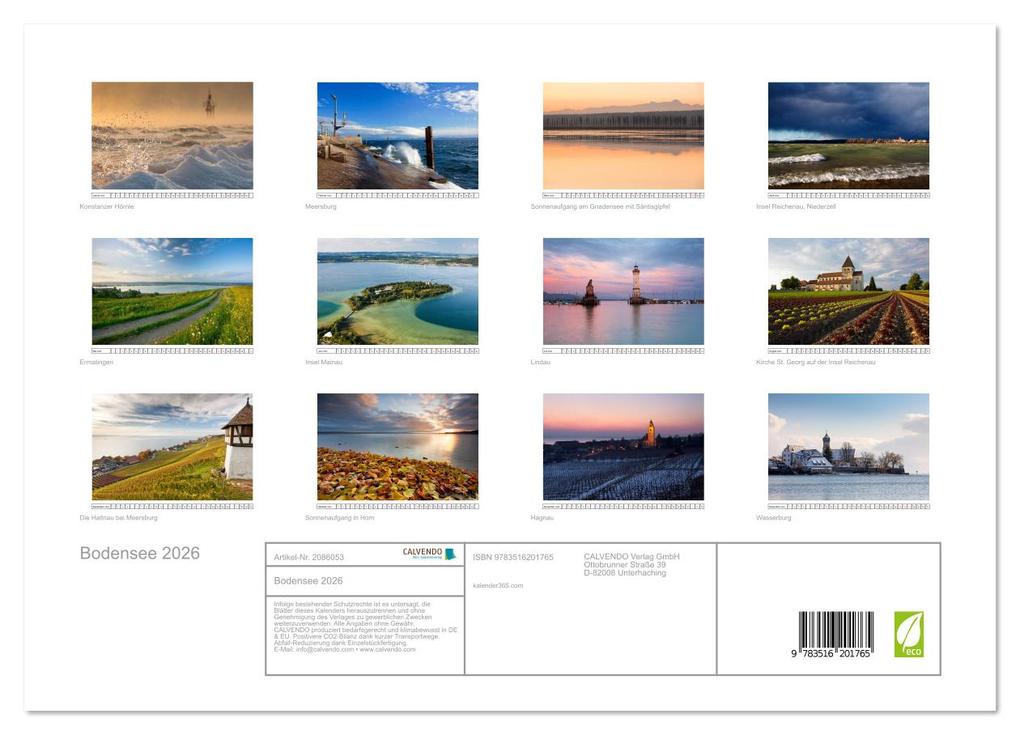 Weitere Ansicht: Bodensee 2026 (Wandkalender 2026 DIN A3 quer), CALVENDO Monatskalender | kalender365.com kalender365.com, Calvendo, Kalender365.com