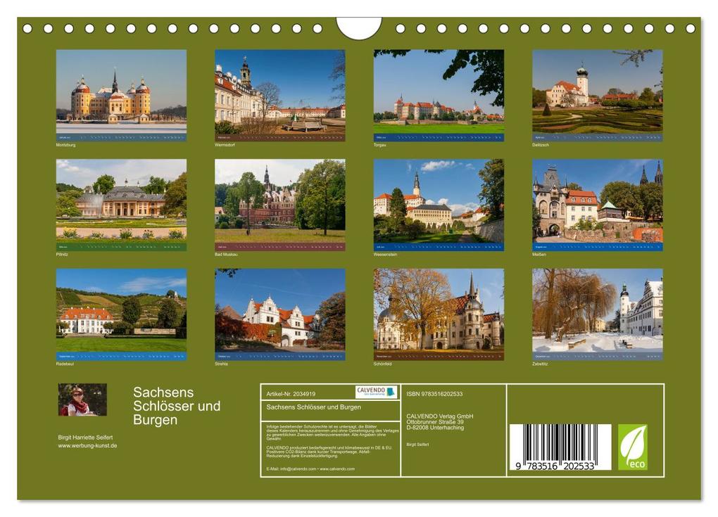 Weitere Ansicht: Sachsens Schlösser und Burgen (Wandkalender 2026 DIN A4 quer), CALVENDO Monatskalender | Birgit Harriette Seifert, Calvendo