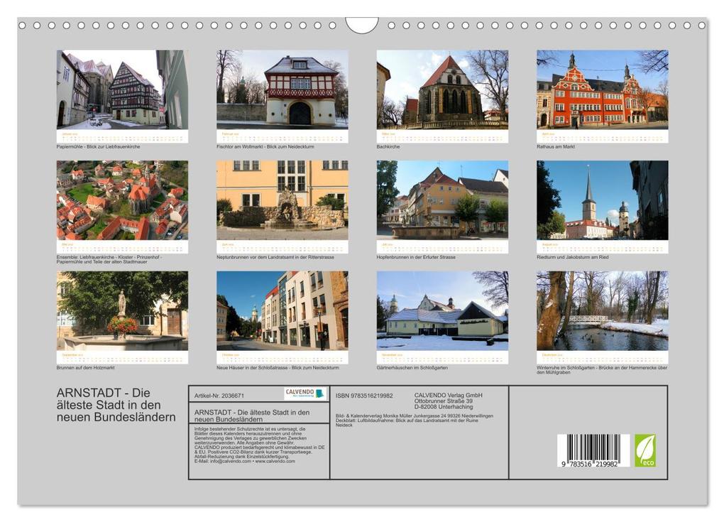 Weitere Ansicht: ARNSTADT - Die älteste Stadt in den neuen Bundesländern (Wandkalender 2026 DIN A3 quer), CALVENDO Monatskalender | Bild- & Kalenderverlag Monika Müller, Calvendo