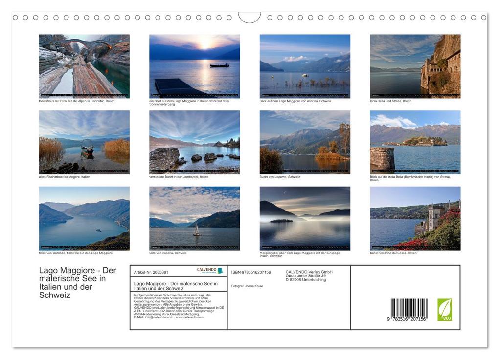 Weitere Ansicht: Lago Maggiore - Der malerische See in Italien und der Schweiz (Wandkalender 2026 DIN A3 quer), CALVENDO Monatskalender | Joana Kruse, Calvendo