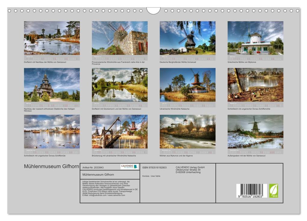 Weitere Ansicht: Mühlenmuseum Gifhorn (Wandkalender 2026 DIN A3 quer), CALVENDO Monatskalender | Kordula - Uwe Vahle, Calvendo, Kordula Vahle
