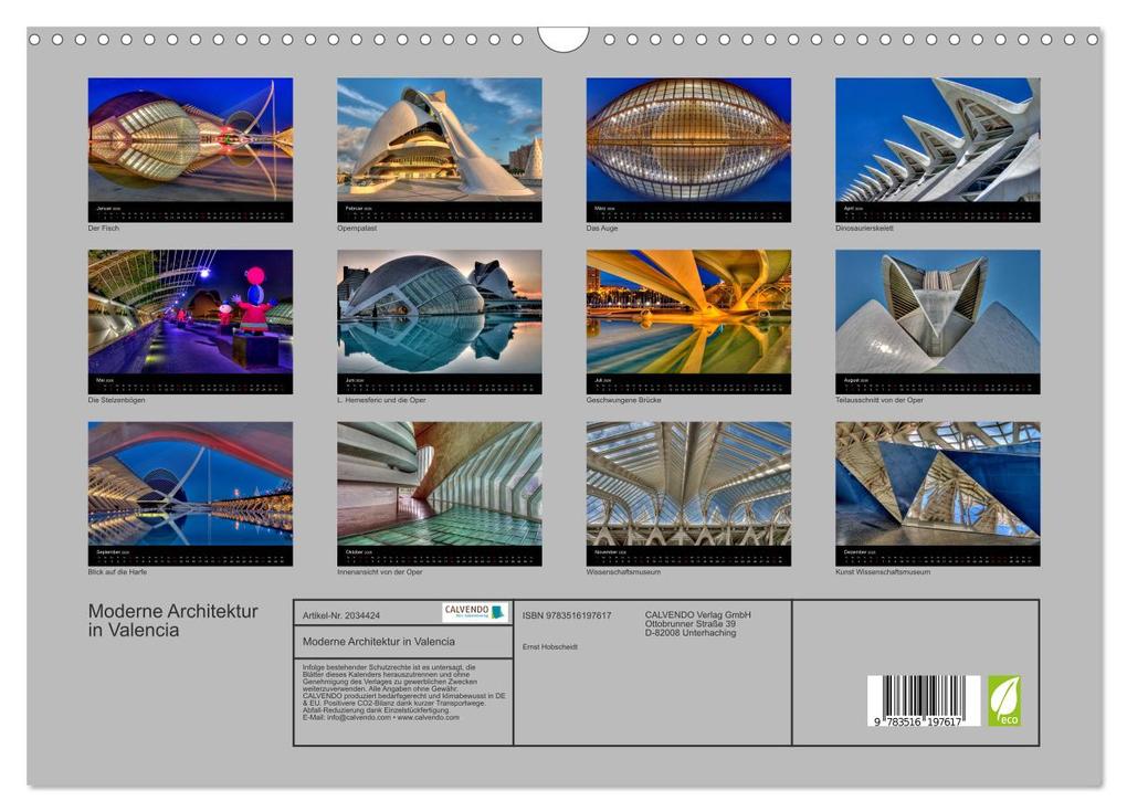 Weitere Ansicht: Moderne Architektur in Valencia (Wandkalender 2026 DIN A3 quer), CALVENDO Monatskalender | Ernst Hobscheidt, Calvendo