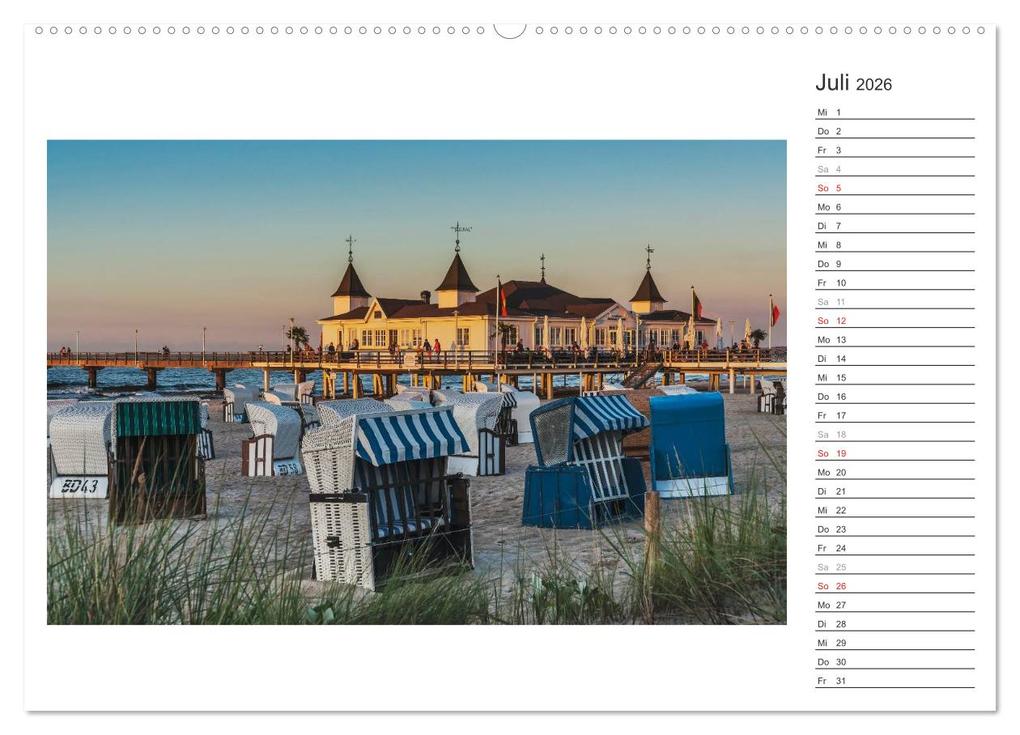 Weitere Ansicht: Zeit für Erholung - Insel Usedom / Geburtstagskalender (hochwertiger Premium Wandkalender 2026 DIN A2 quer), Kunstdruck in Hochglanz | Gunter Kirsch, Calvendo