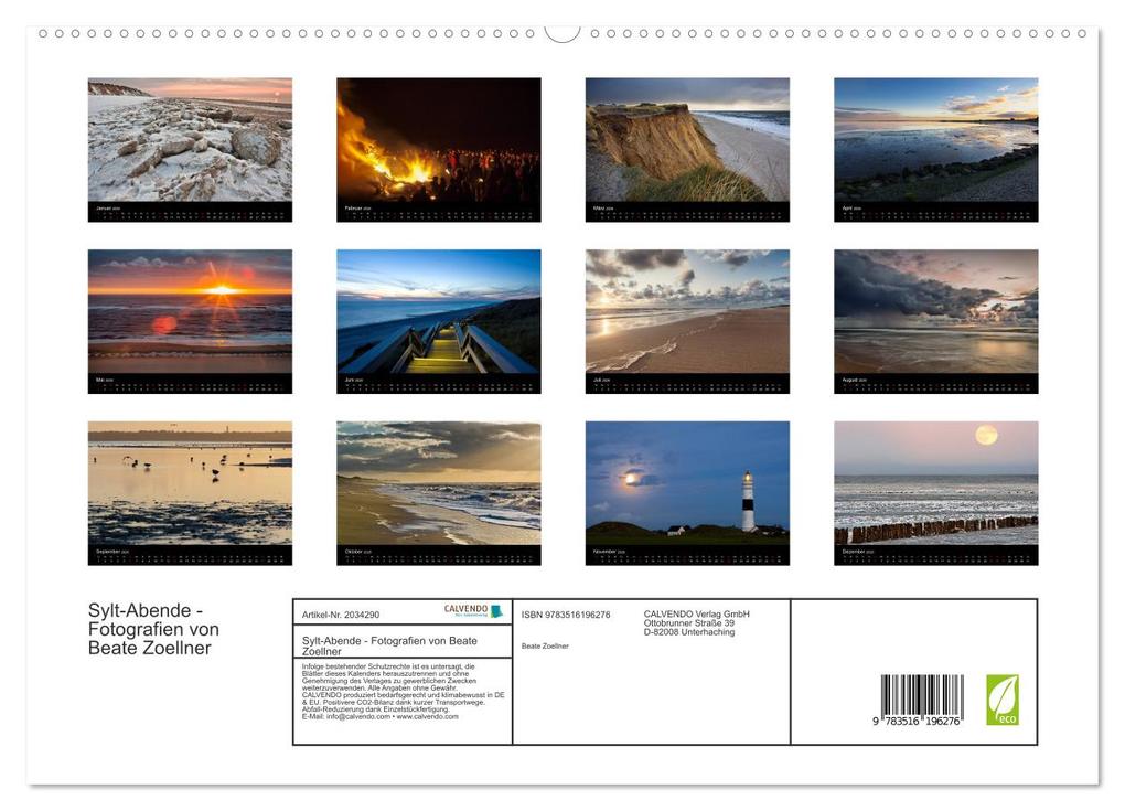 Weitere Ansicht: Sylt-Abende - Fotografien von Beate Zoellner (hochwertiger Premium Wandkalender 2026 DIN A2 quer), Kunstdruck in Hochglanz | Beate Zoellner, Calvendo