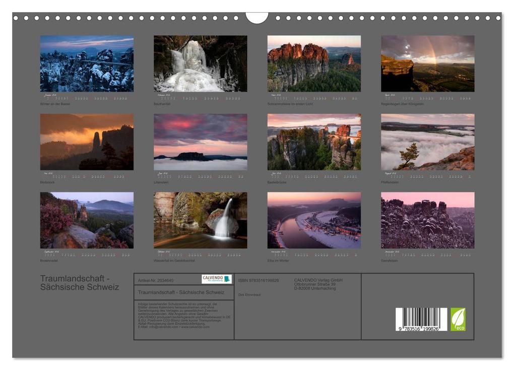 Weitere Ansicht: Traumlandschaft - Sächsische Schweiz (Wandkalender 2026 DIN A3 quer), CALVENDO Monatskalender | Dirk Ehrentraut, Calvendo