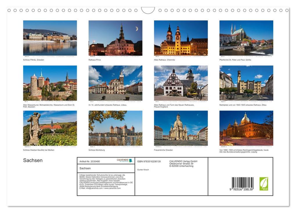 Weitere Ansicht: Sachsen (Wandkalender 2026 DIN A3 quer), CALVENDO Monatskalender | Gunter Kirsch, Calvendo