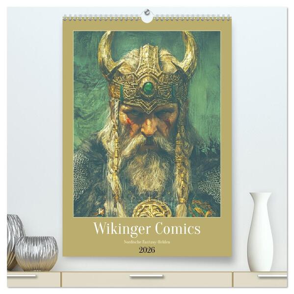 Produktbild: Wikinger Comics. Nordische Fantasy-Helden (hochwertiger Premium Wandkalender 2026 DIN A2 hoch), Kunstdruck in Hochglanz | Rose Hurley, Calvendo