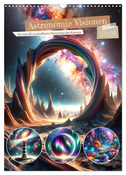 Produktbild: Astronomie Visionen - Ein von KI erschaffenes Panorama des Kosmos (Wandkalender 2026 DIN A3 hoch), CALVENDO Monatskalender | Marco Warstat, Calvendo