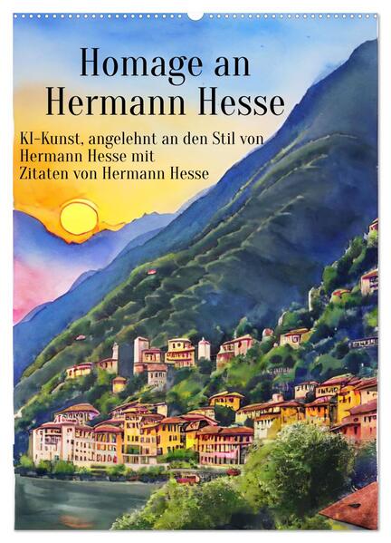 Produktbild: Homage an Hermann Hesse- KI-Kunst angelehnt an den Stil von Hermann Hesse mit Zitaten von Hermann Hesse (Wandkalender 2026 DIN A2 hoch), CALVENDO Monatskalender | Anja Zachrau, Calvendo