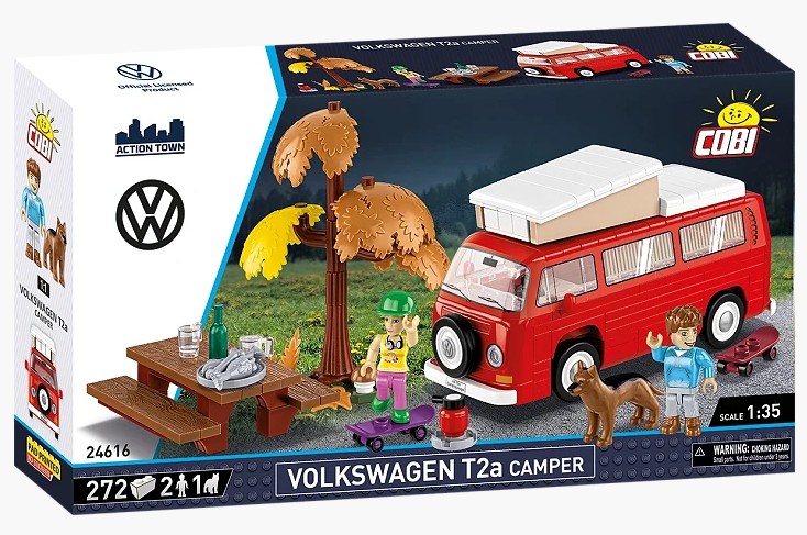 Produktbild: COBI Action Town 24616 - Volkswagen T2a Camper, Bausatz 1:35, 272 Klemmbausteine, 3 Figuren