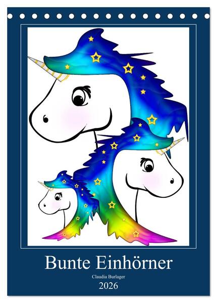 Produktbild: Bunte Einhörner (Tischkalender 2026 DIN A5 hoch), CALVENDO Monatskalender | Calvendo, Digital-Art, Digital-Art Digital-Art