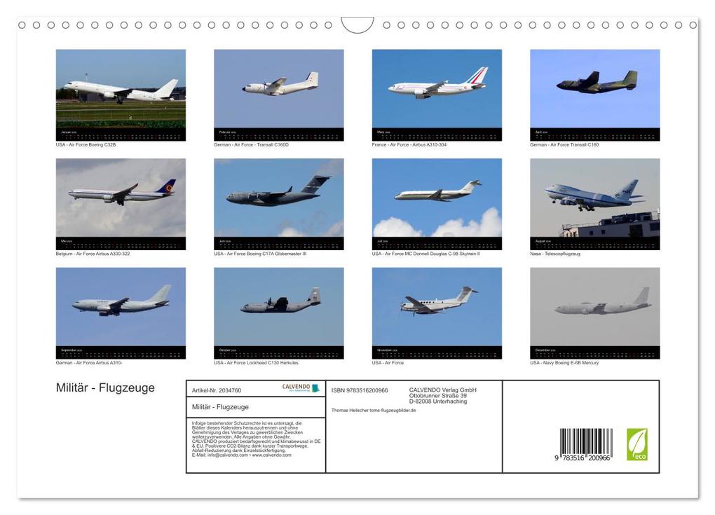 Weitere Ansicht: Militär - Flugzeuge (Wandkalender 2026 DIN A3 quer), CALVENDO Monatskalender | Thomas Heilscher, Calvendo