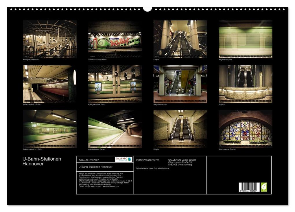 Weitere Ansicht: U-Bahn-Stationen Hannover (Wandkalender 2026 DIN A2 quer), CALVENDO Monatskalender | Calvendo, Schnellewelten, SchnelleWelten SchnelleWelten