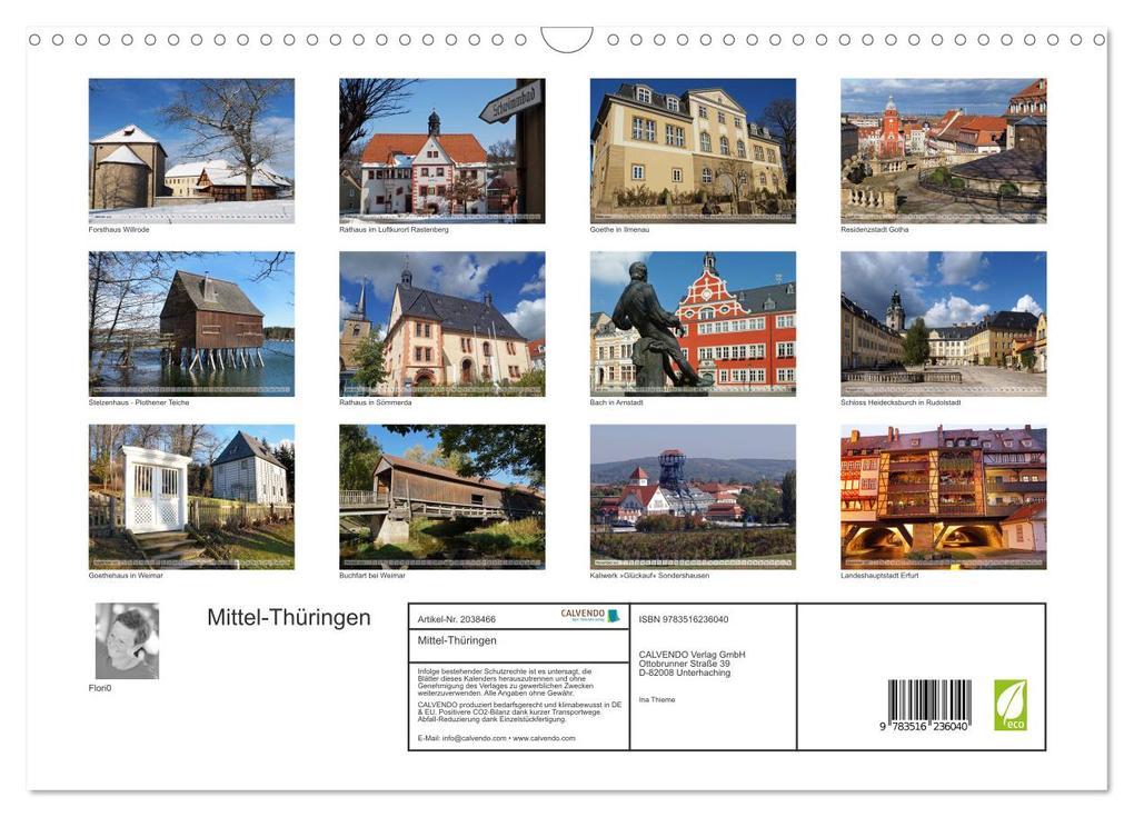 Weitere Ansicht: Mittel-Thüringen (Wandkalender 2026 DIN A3 quer), CALVENDO Monatskalender | Flori0 Flori0, Calvendo, Flori0