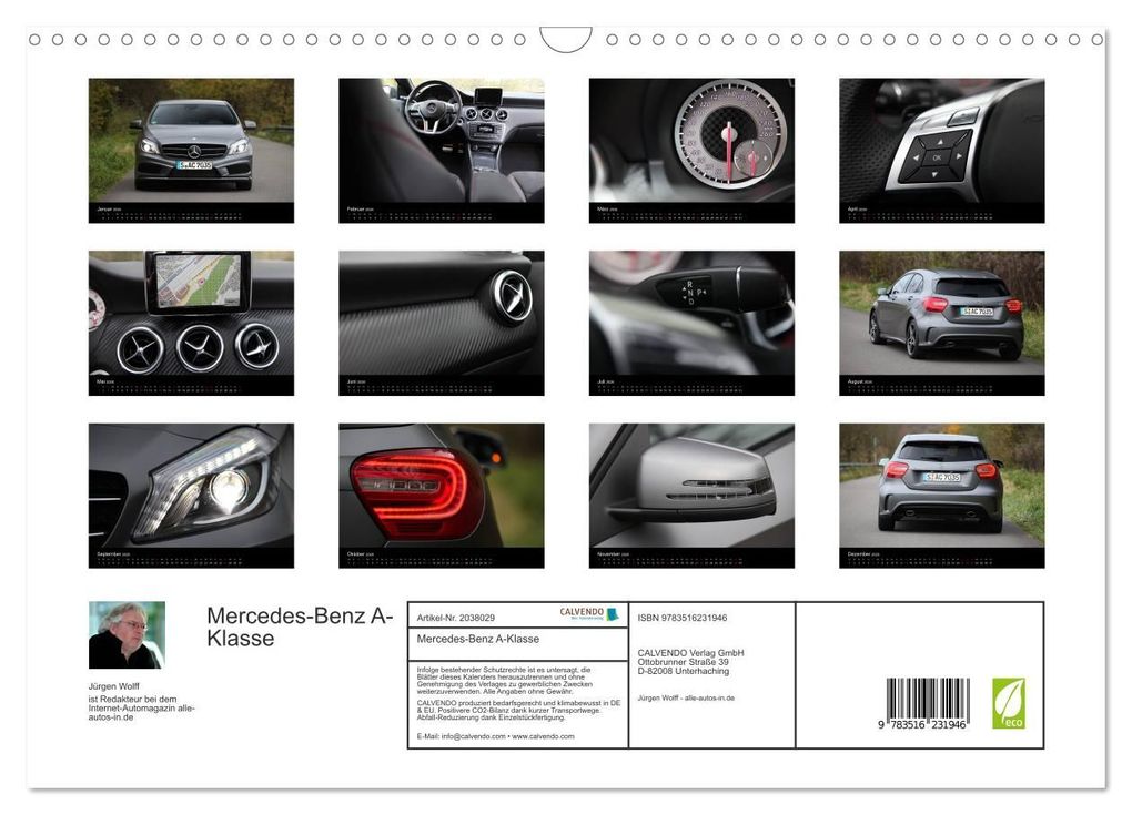 Weitere Ansicht: Mercedes-Benz A-Klasse (Wandkalender 2026 DIN A3 quer), CALVENDO Monatskalender | Jürgen Wolff, Calvendo