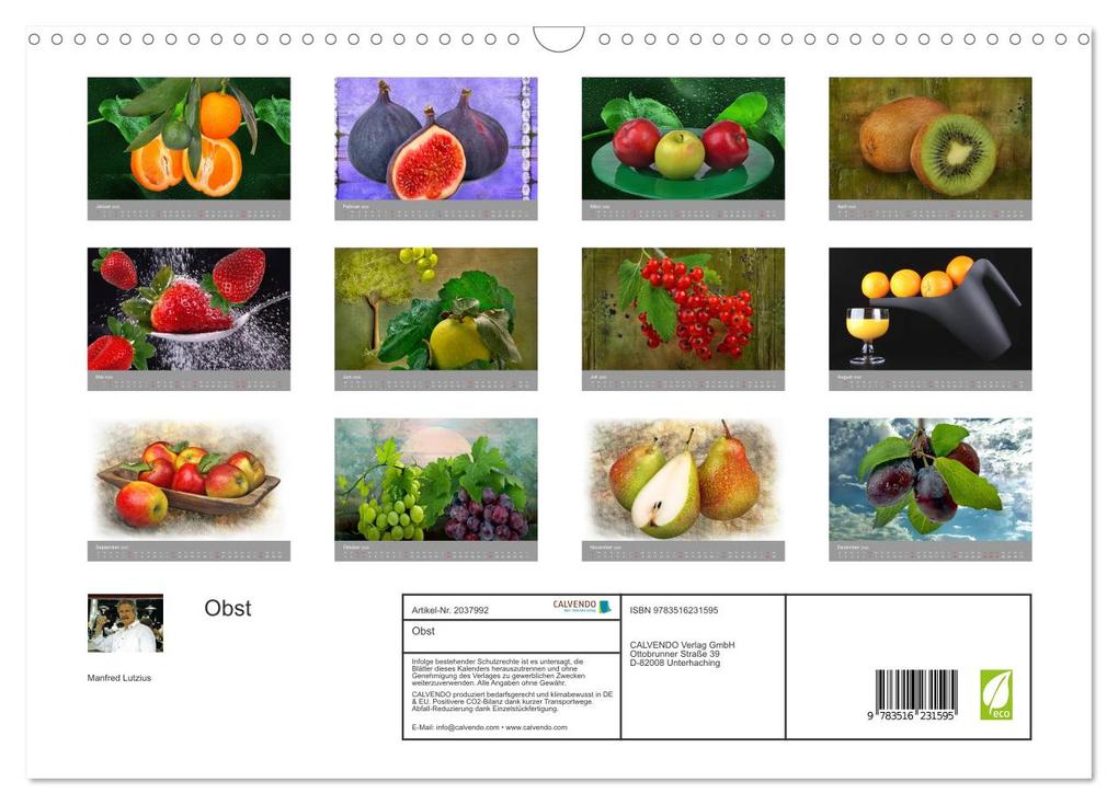Weitere Ansicht: Obst (Wandkalender 2026 DIN A3 quer), CALVENDO Monatskalender | Manfred Lutzius, Calvendo