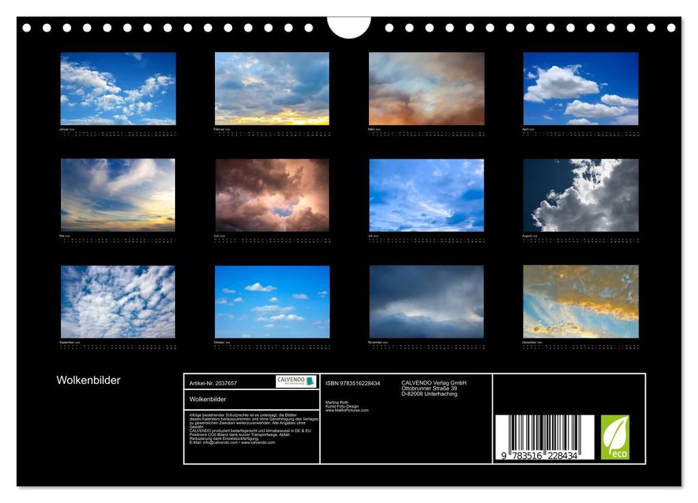Weitere Ansicht: Wolkenbilder (Wandkalender 2026 DIN A4 quer), CALVENDO Monatskalender | Martina Roth, Calvendo