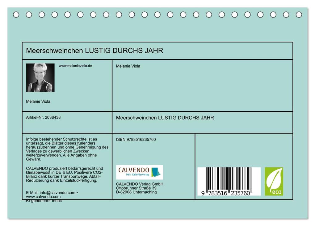 Weitere Ansicht: Meerschweinchen LUSTIG DURCHS JAHR (Tischkalender 2026 DIN A5 quer), CALVENDO Monatskalender | Melanie Viola, Calvendo